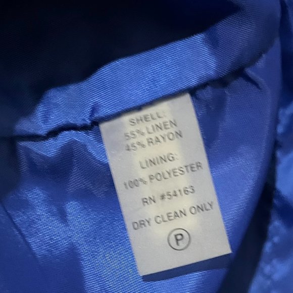 Classic Blue Linen-Blend Career Sheath Dress with Side Pockets - Picture 16 of 17